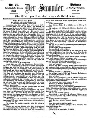 Der Sammler (Augsburger Abendzeitung) Donnerstag 2. Juli 1863