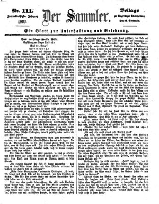 Der Sammler (Augsburger Abendzeitung) Mittwoch 23. September 1863