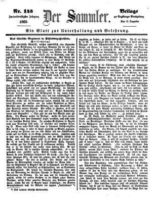 Der Sammler (Augsburger Abendzeitung) Samstag 12. Dezember 1863