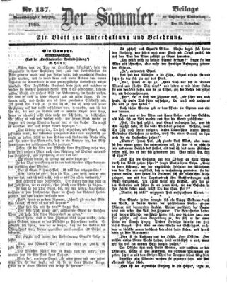 Der Sammler (Augsburger Abendzeitung) Samstag 25. November 1865
