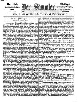 Der Sammler (Augsburger Abendzeitung) Samstag 22. September 1866