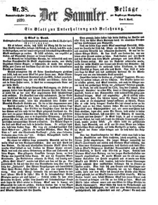 Der Sammler (Augsburger Abendzeitung) Samstag 9. April 1870
