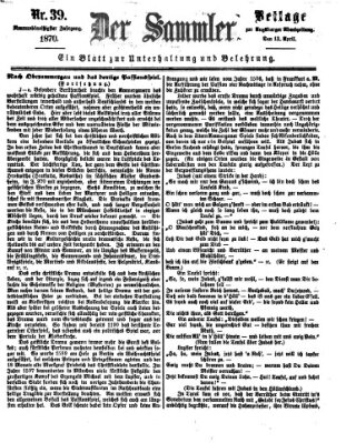 Der Sammler (Augsburger Abendzeitung) Dienstag 12. April 1870