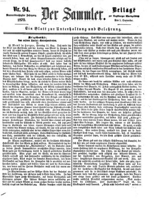 Der Sammler (Augsburger Abendzeitung) Donnerstag 1. September 1870