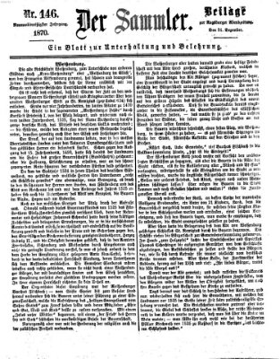 Der Sammler (Augsburger Abendzeitung) Samstag 31. Dezember 1870