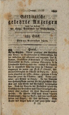 Göttingische gelehrte Anzeigen (Göttingische Zeitungen von gelehrten Sachen) Samstag 20. November 1802
