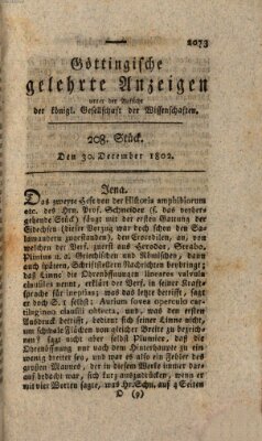 Göttingische gelehrte Anzeigen (Göttingische Zeitungen von gelehrten Sachen) Donnerstag 30. Dezember 1802