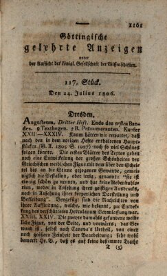 Göttingische gelehrte Anzeigen (Göttingische Zeitungen von gelehrten Sachen) Donnerstag 24. Juli 1806