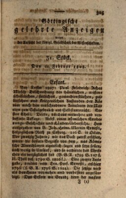 Göttingische gelehrte Anzeigen (Göttingische Zeitungen von gelehrten Sachen) Montag 22. Februar 1808