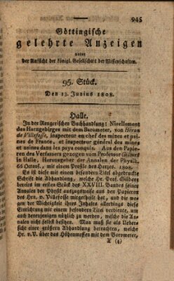 Göttingische gelehrte Anzeigen (Göttingische Zeitungen von gelehrten Sachen) Montag 13. Juni 1808