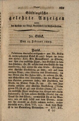 Göttingische gelehrte Anzeigen (Göttingische Zeitungen von gelehrten Sachen) Donnerstag 23. Februar 1809