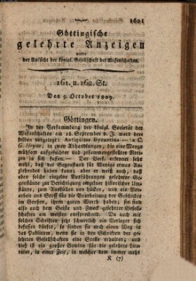 Göttingische gelehrte Anzeigen (Göttingische Zeitungen von gelehrten Sachen) Montag 9. Oktober 1809