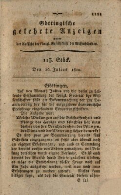 Göttingische gelehrte Anzeigen (Göttingische Zeitungen von gelehrten Sachen) Montag 16. Juli 1810