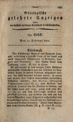 Göttingische gelehrte Anzeigen (Göttingische Zeitungen von gelehrten Sachen) Donnerstag 21. Februar 1811