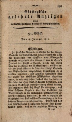 Göttingische gelehrte Anzeigen (Göttingische Zeitungen von gelehrten Sachen) Samstag 8. Juni 1811