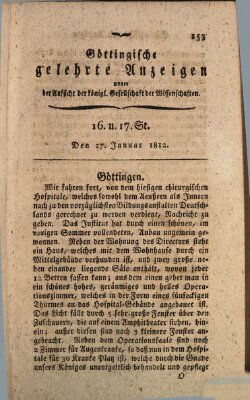 Göttingische gelehrte Anzeigen (Göttingische Zeitungen von gelehrten Sachen) Montag 27. Januar 1812
