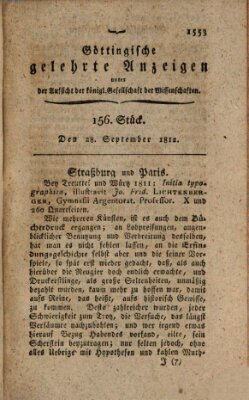 Göttingische gelehrte Anzeigen (Göttingische Zeitungen von gelehrten Sachen) Montag 28. September 1812