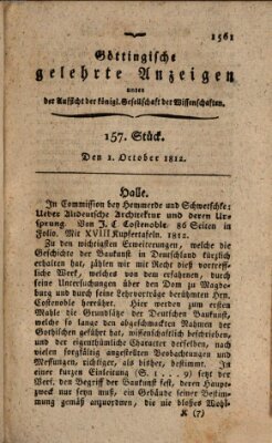 Göttingische gelehrte Anzeigen (Göttingische Zeitungen von gelehrten Sachen) Donnerstag 1. Oktober 1812