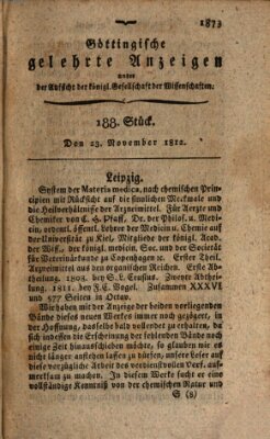 Göttingische gelehrte Anzeigen (Göttingische Zeitungen von gelehrten Sachen) Montag 23. November 1812