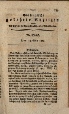 Göttingische gelehrte Anzeigen (Göttingische Zeitungen von gelehrten Sachen) Donnerstag 13. Mai 1813