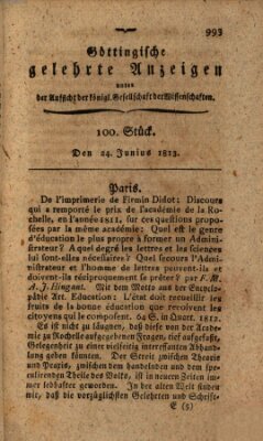 Göttingische gelehrte Anzeigen (Göttingische Zeitungen von gelehrten Sachen) Donnerstag 24. Juni 1813