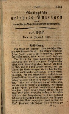 Göttingische gelehrte Anzeigen (Göttingische Zeitungen von gelehrten Sachen) Montag 28. Juni 1813