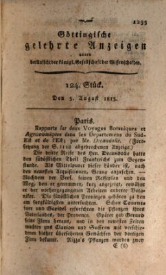 Göttingische gelehrte Anzeigen (Göttingische Zeitungen von gelehrten Sachen) Donnerstag 5. August 1813