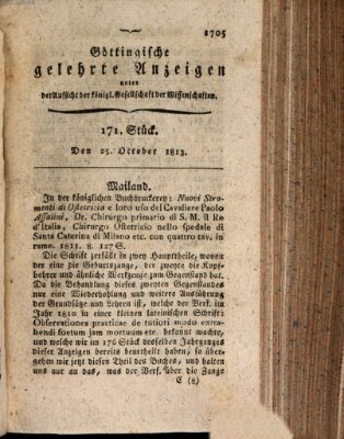 Göttingische gelehrte Anzeigen (Göttingische Zeitungen von gelehrten Sachen) Montag 25. Oktober 1813