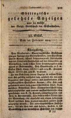 Göttingische gelehrte Anzeigen (Göttingische Zeitungen von gelehrten Sachen) Samstag 26. Februar 1814