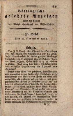 Göttingische gelehrte Anzeigen (Göttingische Zeitungen von gelehrten Sachen) Donnerstag 23. November 1815