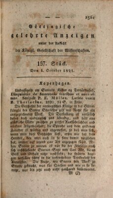 Göttingische gelehrte Anzeigen (Göttingische Zeitungen von gelehrten Sachen) Montag 1. Oktober 1821