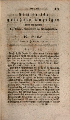 Göttingische gelehrte Anzeigen (Göttingische Zeitungen von gelehrten Sachen) Samstag 2. Februar 1822