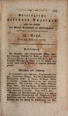Göttingische gelehrte Anzeigen (Göttingische Zeitungen von gelehrten Sachen) Montag 25. Februar 1822