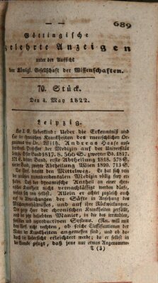 Göttingische gelehrte Anzeigen (Göttingische Zeitungen von gelehrten Sachen) Samstag 4. Mai 1822