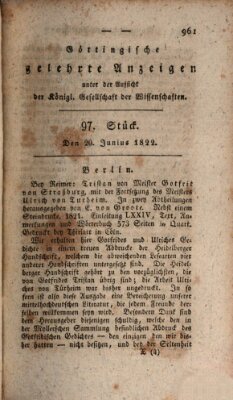 Göttingische gelehrte Anzeigen (Göttingische Zeitungen von gelehrten Sachen) Donnerstag 20. Juni 1822