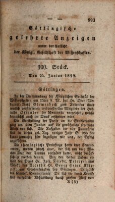 Göttingische gelehrte Anzeigen (Göttingische Zeitungen von gelehrten Sachen) Montag 24. Juni 1822