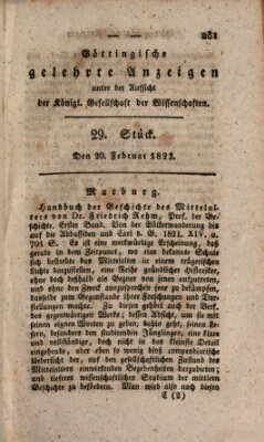 Göttingische gelehrte Anzeigen (Göttingische Zeitungen von gelehrten Sachen) Donnerstag 20. Februar 1823