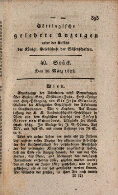 Göttingische gelehrte Anzeigen (Göttingische Zeitungen von gelehrten Sachen) Montag 10. März 1823