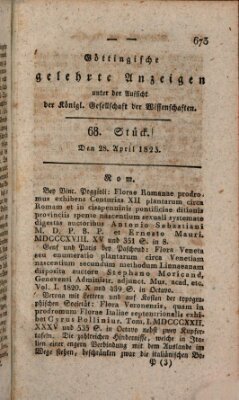 Göttingische gelehrte Anzeigen (Göttingische Zeitungen von gelehrten Sachen) Montag 28. April 1823