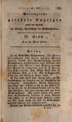 Göttingische gelehrte Anzeigen (Göttingische Zeitungen von gelehrten Sachen) Donnerstag 15. Mai 1823
