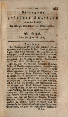 Göttingische gelehrte Anzeigen (Göttingische Zeitungen von gelehrten Sachen) Montag 16. Juni 1823