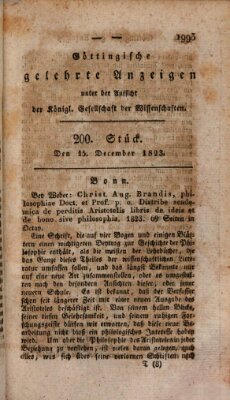 Göttingische gelehrte Anzeigen (Göttingische Zeitungen von gelehrten Sachen) Montag 15. Dezember 1823