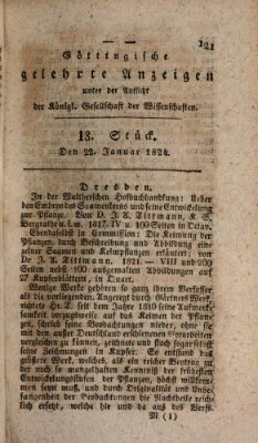 Göttingische gelehrte Anzeigen (Göttingische Zeitungen von gelehrten Sachen) Donnerstag 22. Januar 1824