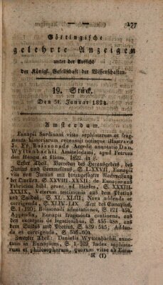 Göttingische gelehrte Anzeigen (Göttingische Zeitungen von gelehrten Sachen) Samstag 31. Januar 1824