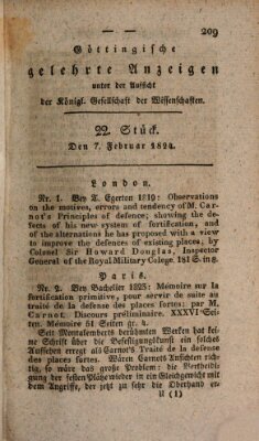 Göttingische gelehrte Anzeigen (Göttingische Zeitungen von gelehrten Sachen) Samstag 7. Februar 1824