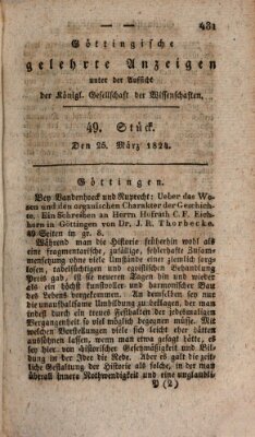 Göttingische gelehrte Anzeigen (Göttingische Zeitungen von gelehrten Sachen) Donnerstag 25. März 1824