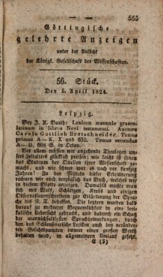 Göttingische gelehrte Anzeigen (Göttingische Zeitungen von gelehrten Sachen) Montag 5. April 1824