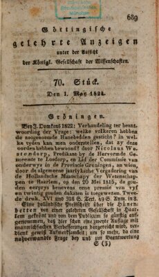 Göttingische gelehrte Anzeigen (Göttingische Zeitungen von gelehrten Sachen) Samstag 1. Mai 1824