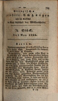 Göttingische gelehrte Anzeigen (Göttingische Zeitungen von gelehrten Sachen) Samstag 8. Mai 1824