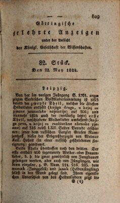 Göttingische gelehrte Anzeigen (Göttingische Zeitungen von gelehrten Sachen) Samstag 22. Mai 1824